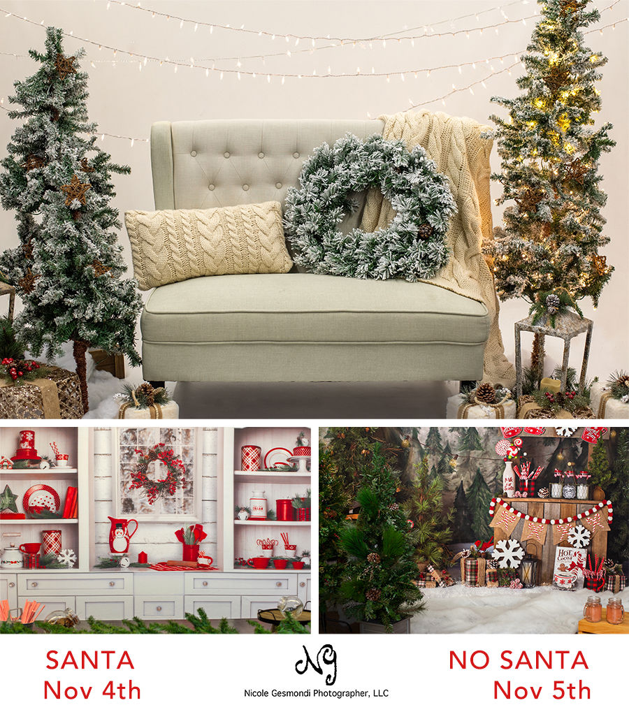 2023 Indoor Holiday Mini Photo Sessions | Nicole Gesmondi Photographer indoor photo studio holiday backdrops